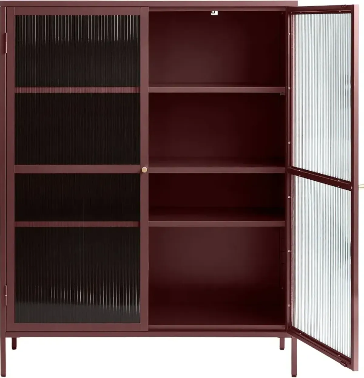 Bronco Red Metal & Glass 55" Tall Display Cabinet