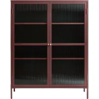 Bronco Red Metal & Glass 55" Tall Display Cabinet