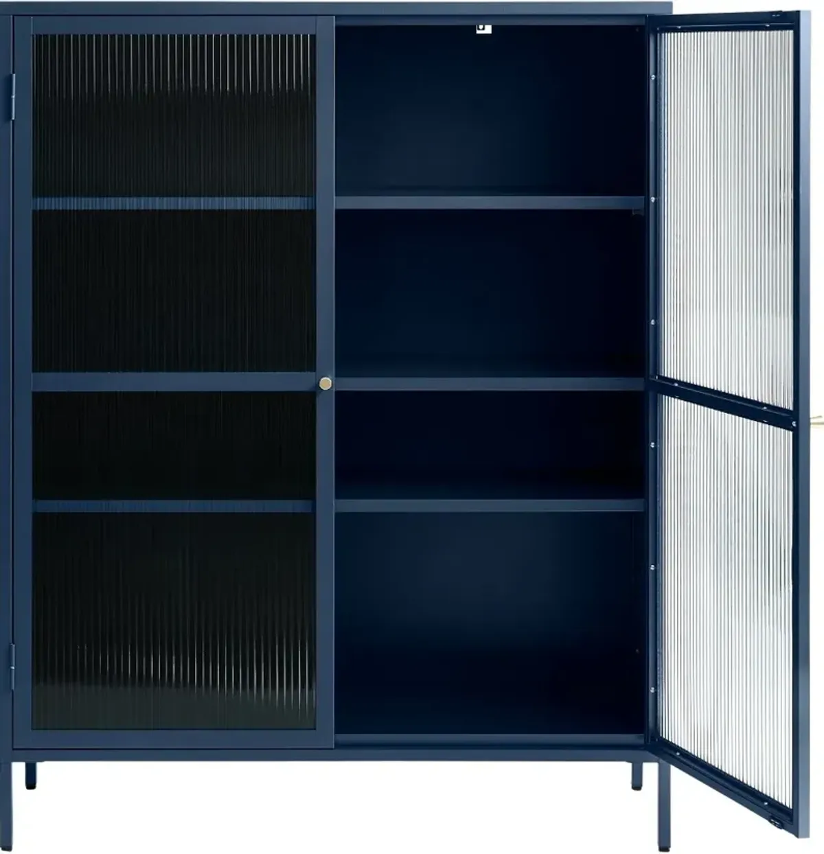 Bronco Blue Metal & Glass 55" Tall Display Cabinet