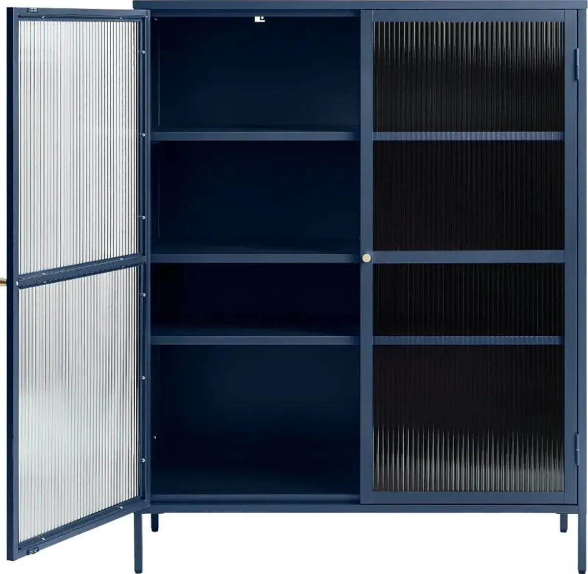 Bronco Blue Metal & Glass 55" Tall Display Cabinet