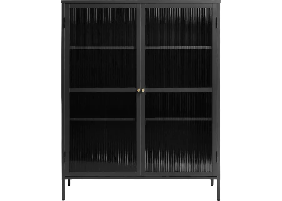 Bronco Black Metal & Glass 55" Tall Display Cabinet