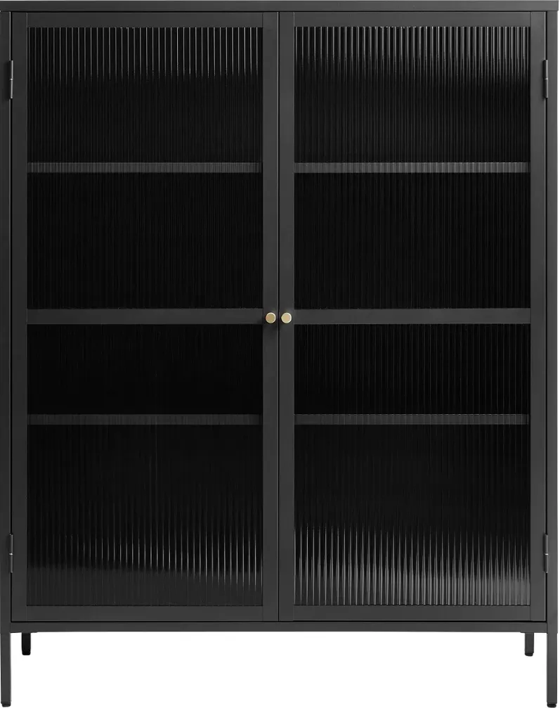 Bronco Black Metal & Glass 55" Tall Display Cabinet