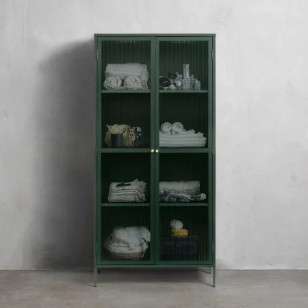 Bronco Green Metal & Glass 75" Tall Display Cabinet