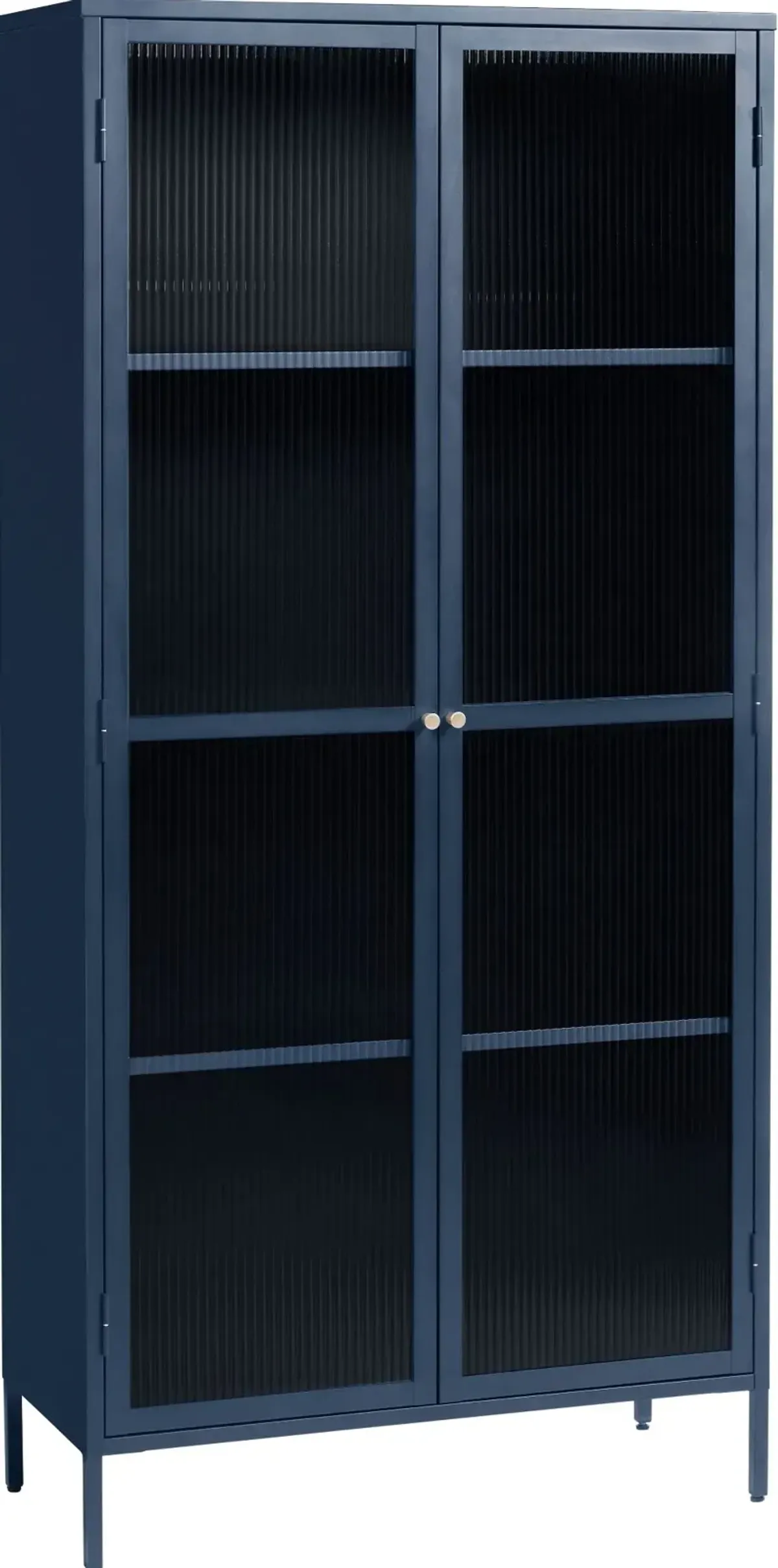 Bronco Blue Metal & Glass 75" Tall Display Cabinet