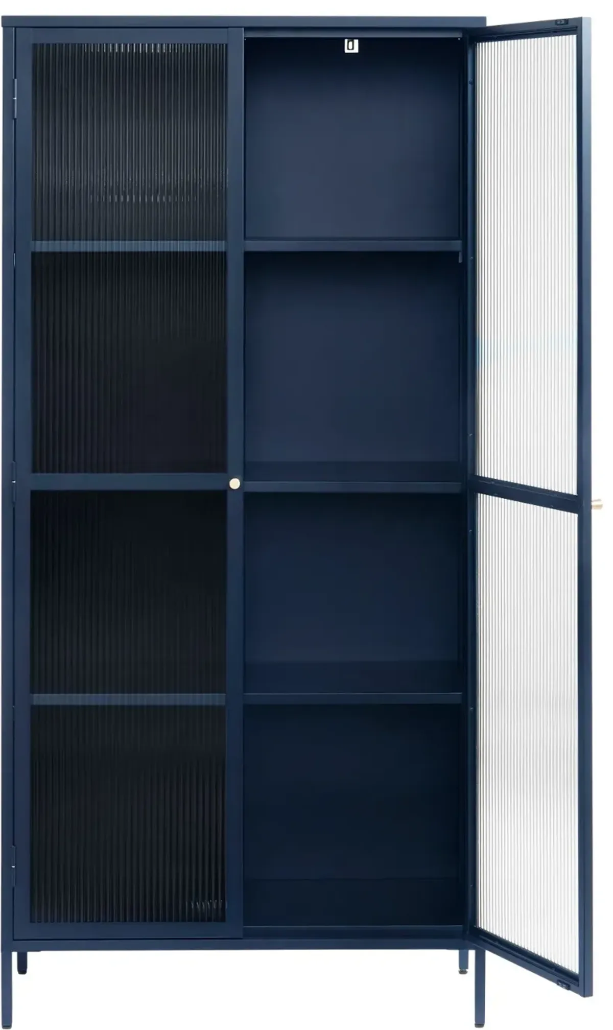 Bronco Blue Metal & Glass 75" Tall Display Cabinet