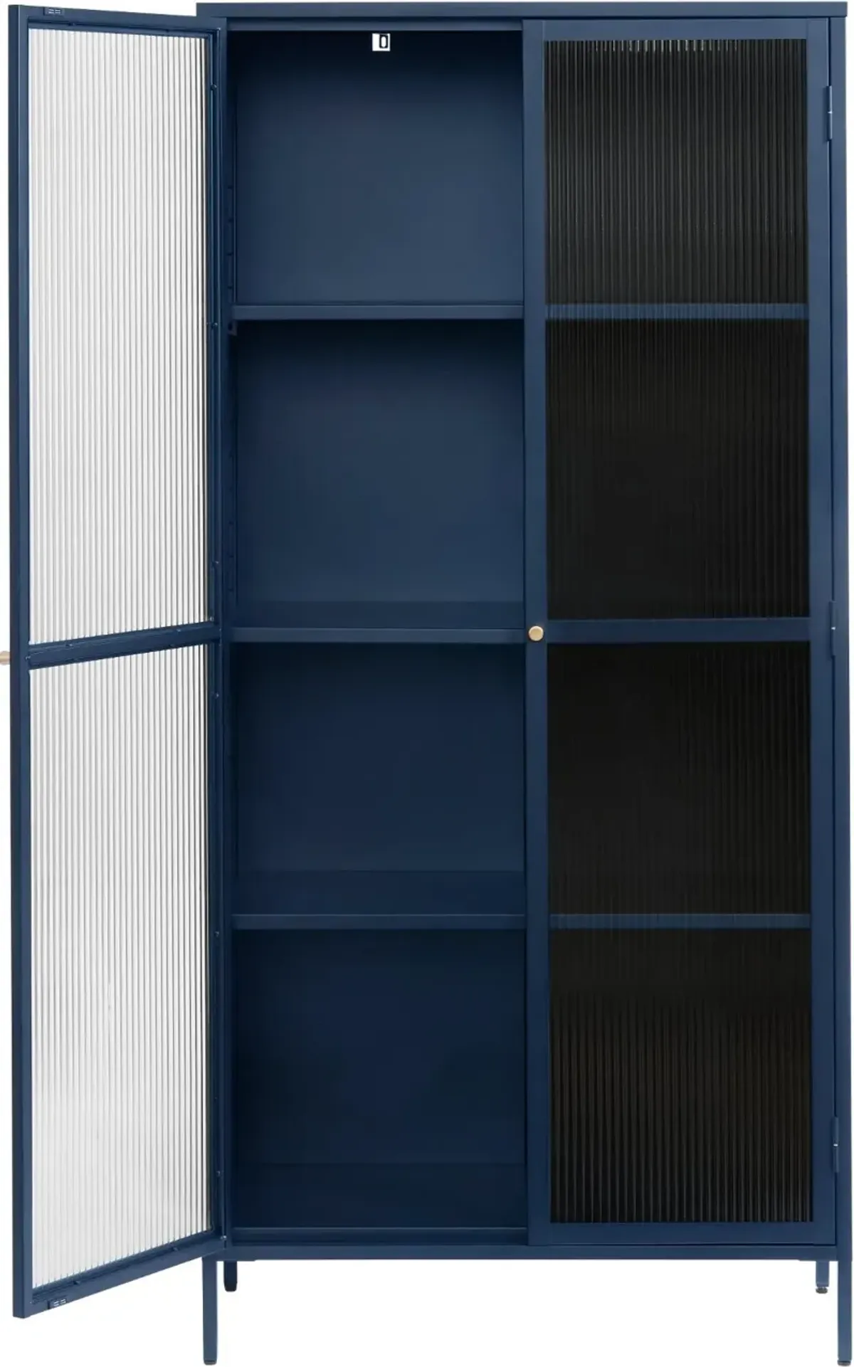 Bronco Blue Metal & Glass 75" Tall Display Cabinet