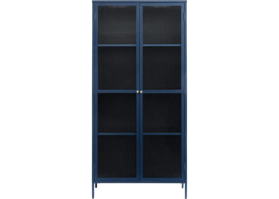 Bronco Blue Metal & Glass 75" Tall Display Cabinet