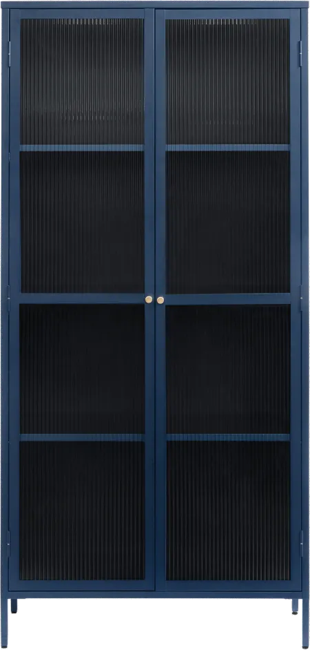 Bronco Blue Metal & Glass 75" Tall Display Cabinet