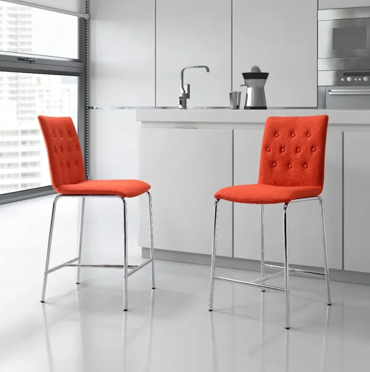 Uppsala Tangerine Counter Height Stool, Set of 2