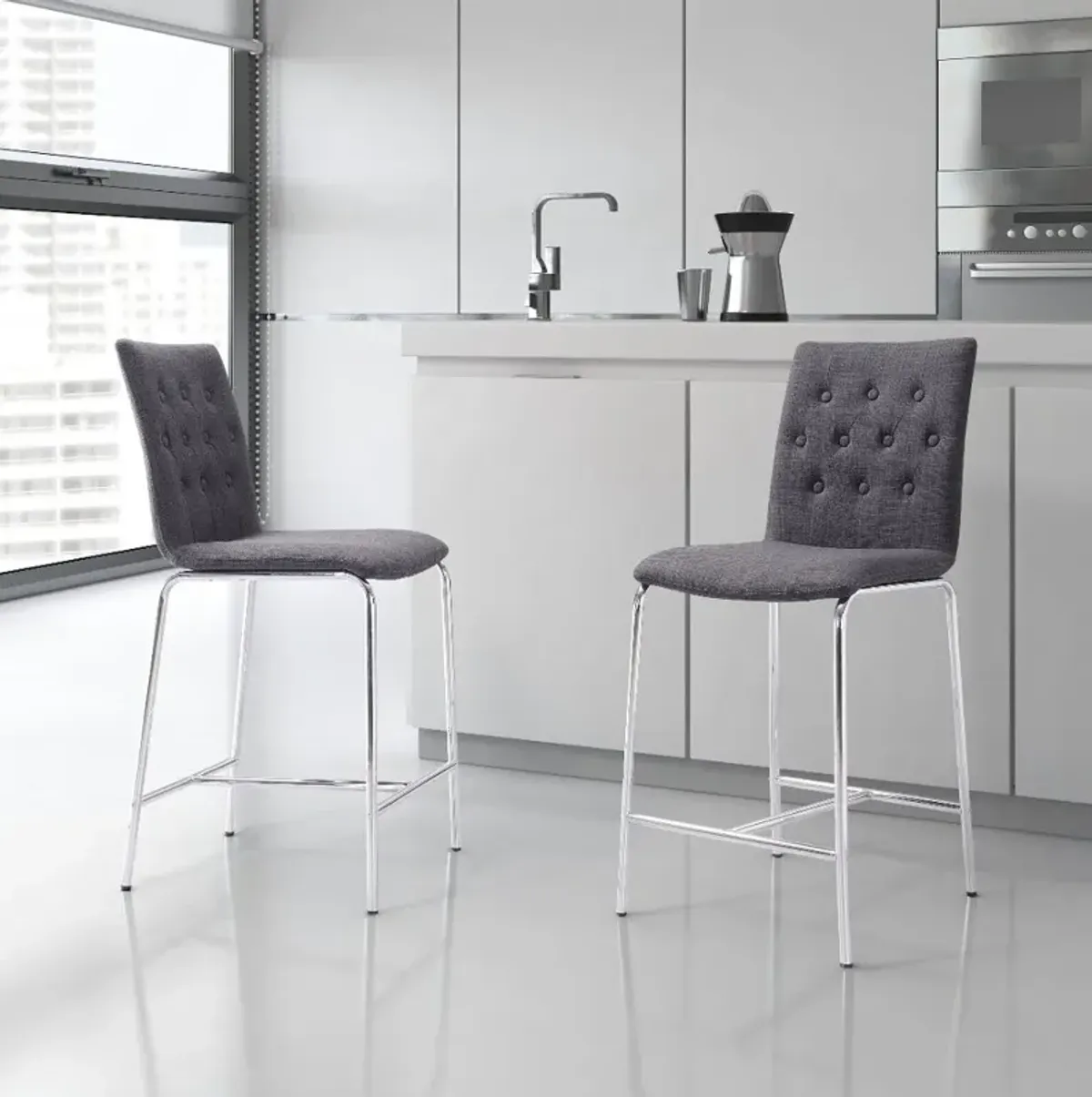 Uppsala Graphite Counter Height Stool, Set of 2