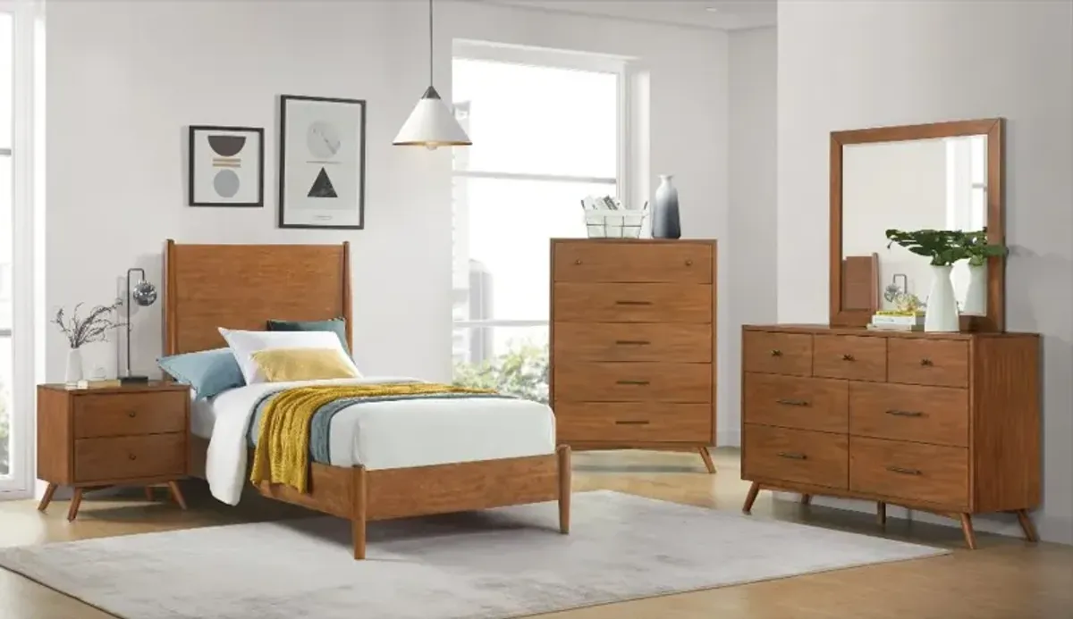 Robin Mid-Century Modern Brown Twin Platform Bed