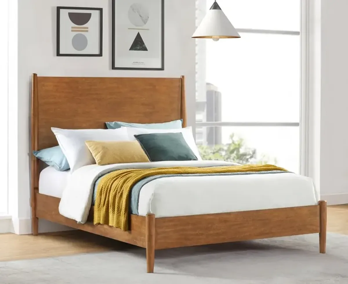 Robin Mid-Century Modern Brown Full Platform Bed