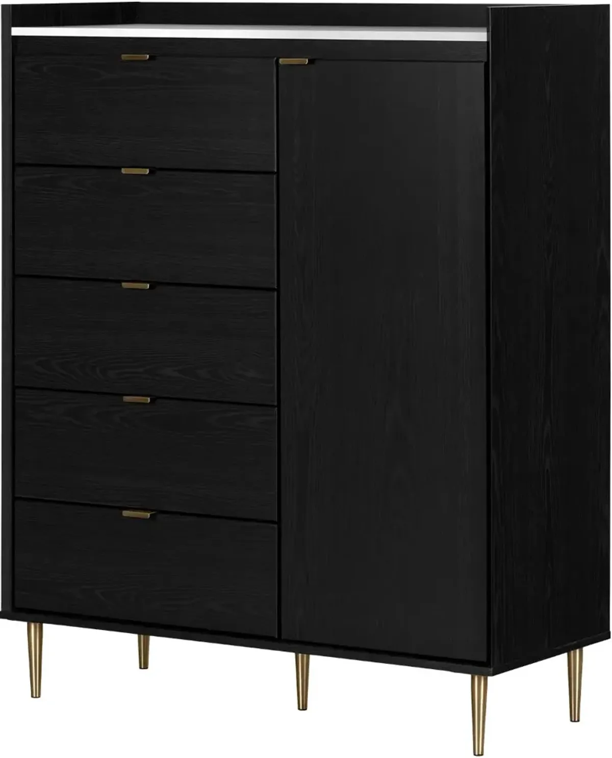 Hype Black Oak 5-Drawer Chest of Drawers - South Shore