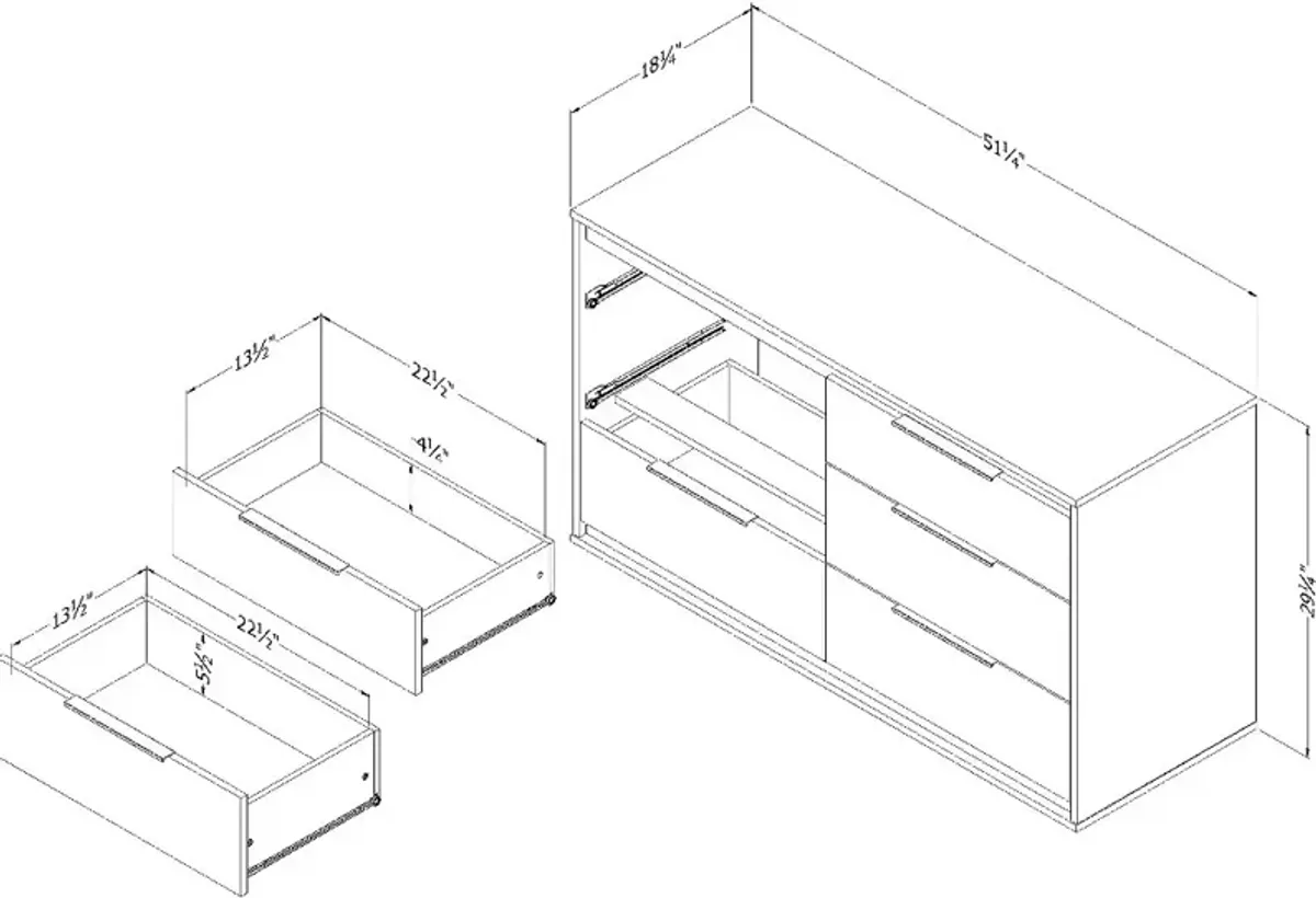 Hourra Soft Elm and White 6-Drawer Dresser - South Shore