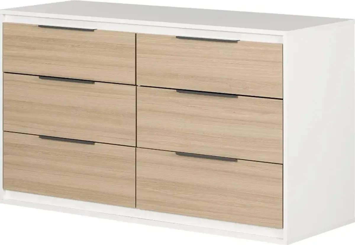 Hourra Soft Elm and White 6-Drawer Dresser - South Shore