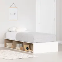Hourra Soft Elm and White Twin Platform Storage Bed - South Shore