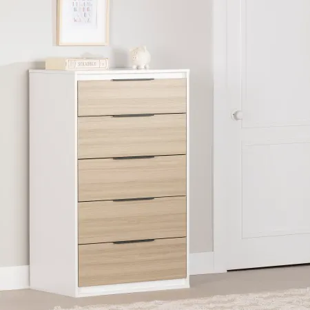 Hourra Soft Elm & White 5-Drawer Chest of Drawers - South Shore