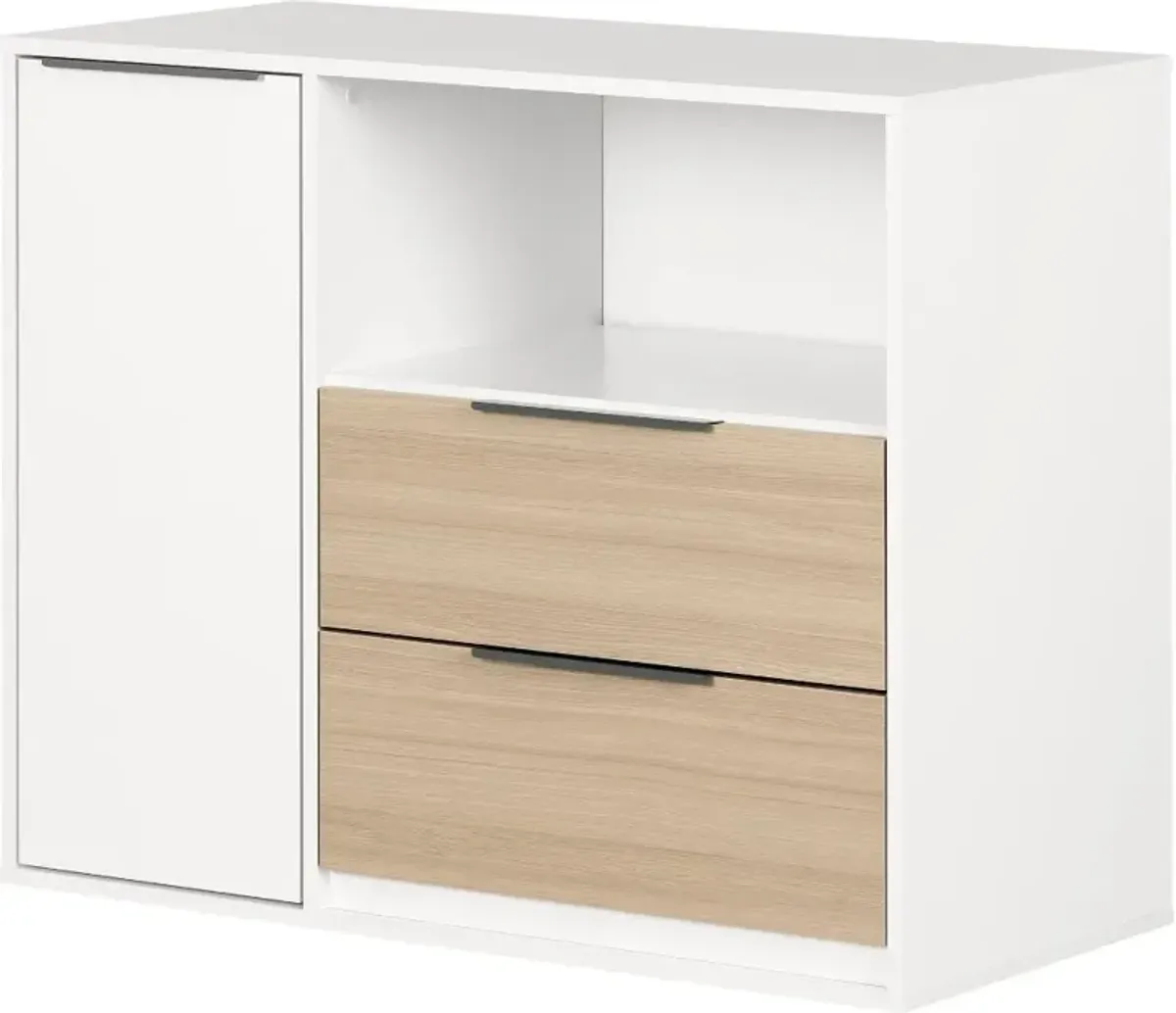 Hourra Soft Elm & White 2-Drawer Dresser with Door - South Shore