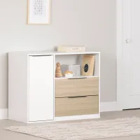 Hourra Soft Elm & White 2-Drawer Dresser with Door - South Shore