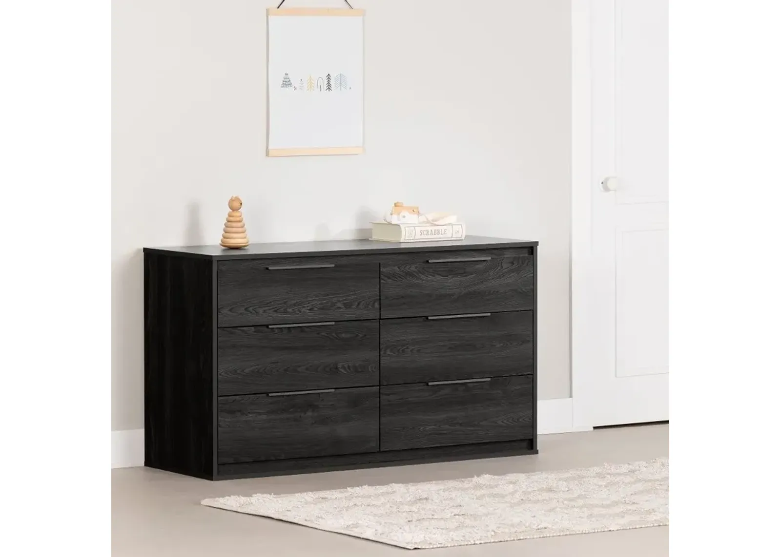 Hourra Gray Oak 6-Drawer Dresser - South Shore