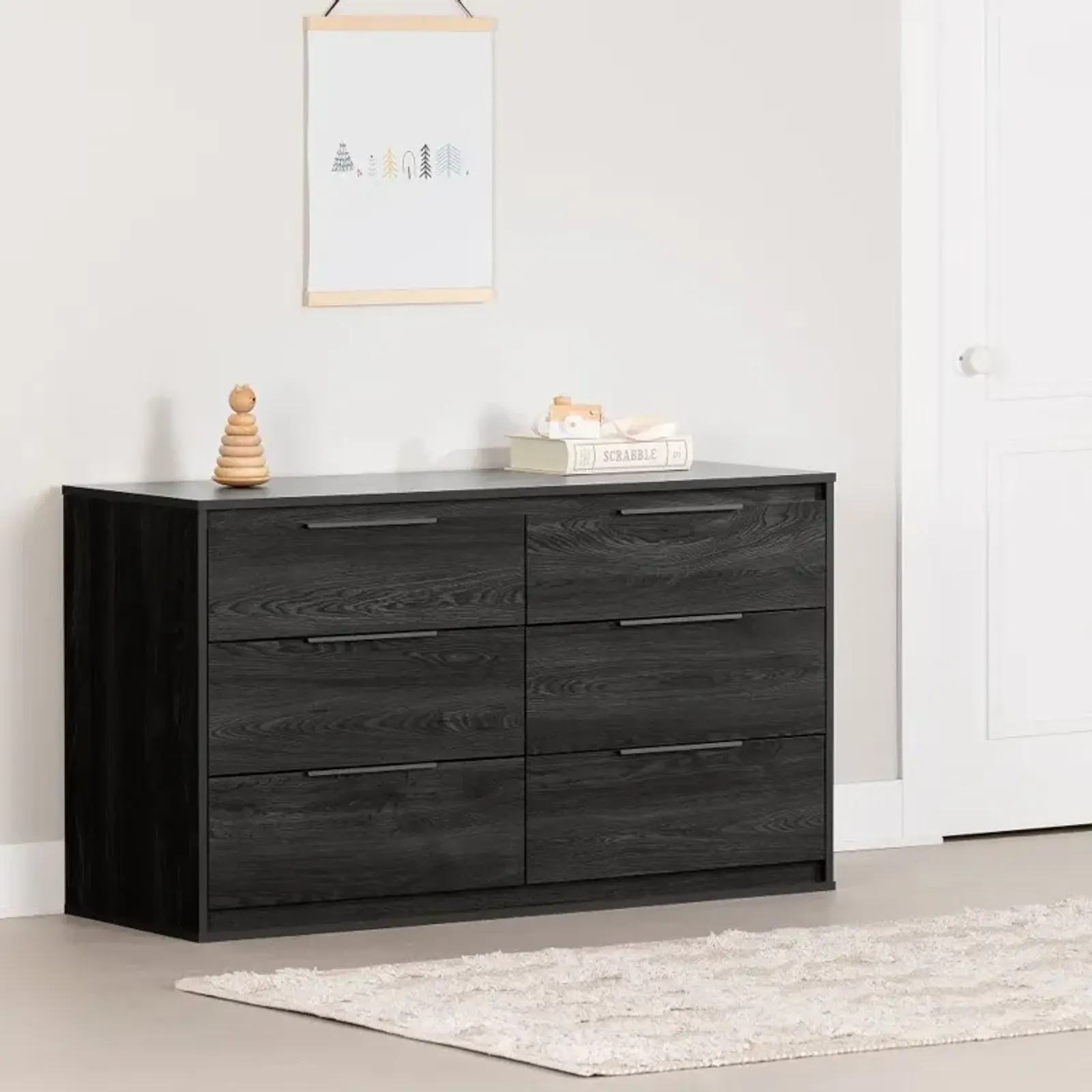 Hourra Gray Oak 6-Drawer Dresser - South Shore