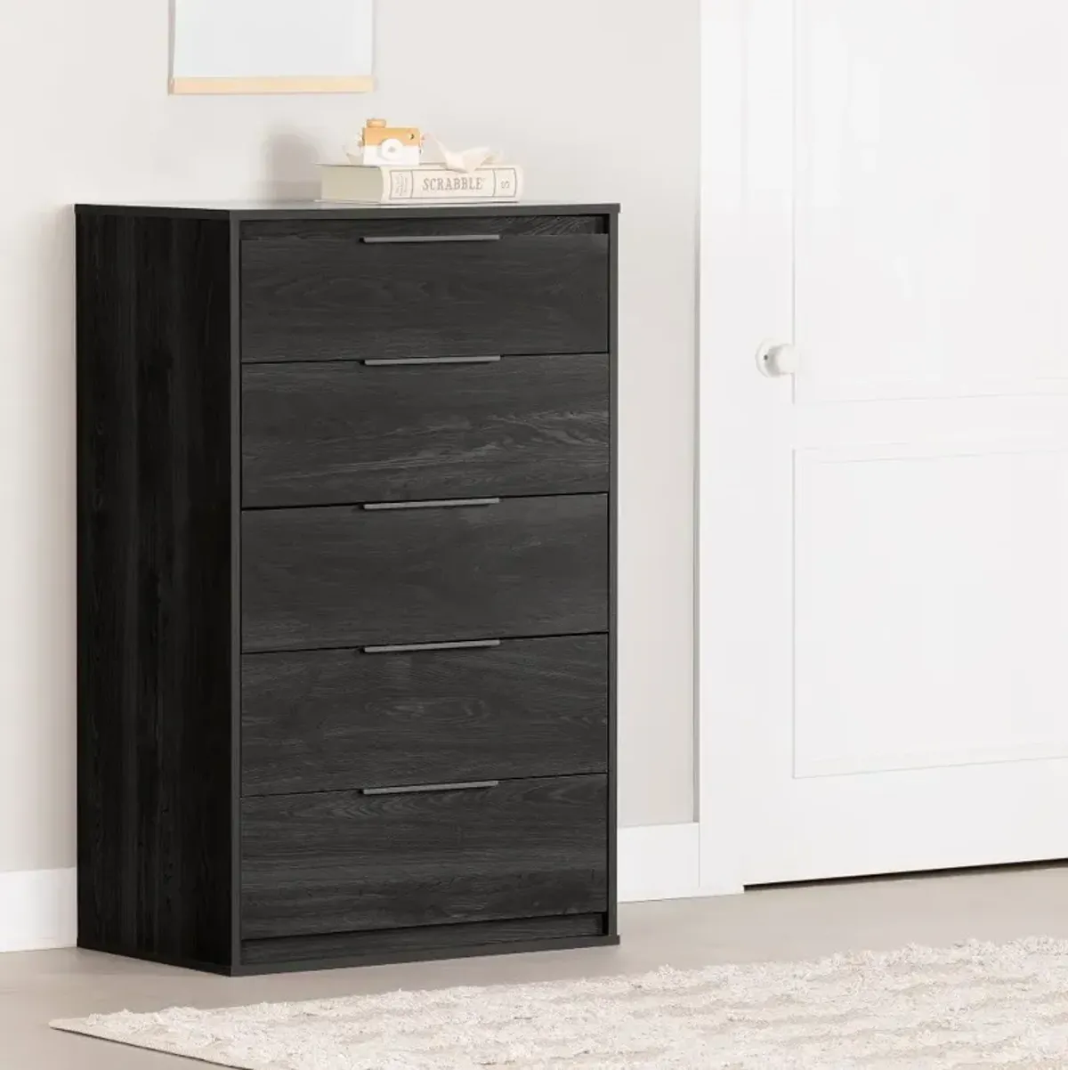 Hourra Gray Oak 5-Drawer Chest of Drawers - South Shore