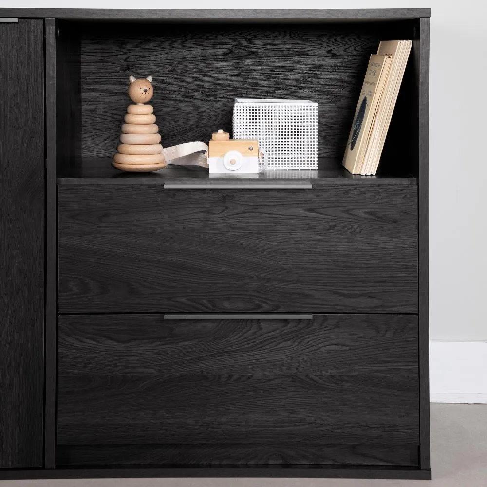 Hourra Gray Oak 2-Drawer Dresser with Door - South Shore