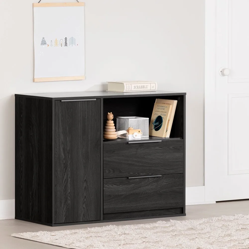 Hourra Gray Oak 2-Drawer Dresser with Door - South Shore