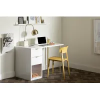 Amyra White and Gold Computer Desk - South Shore