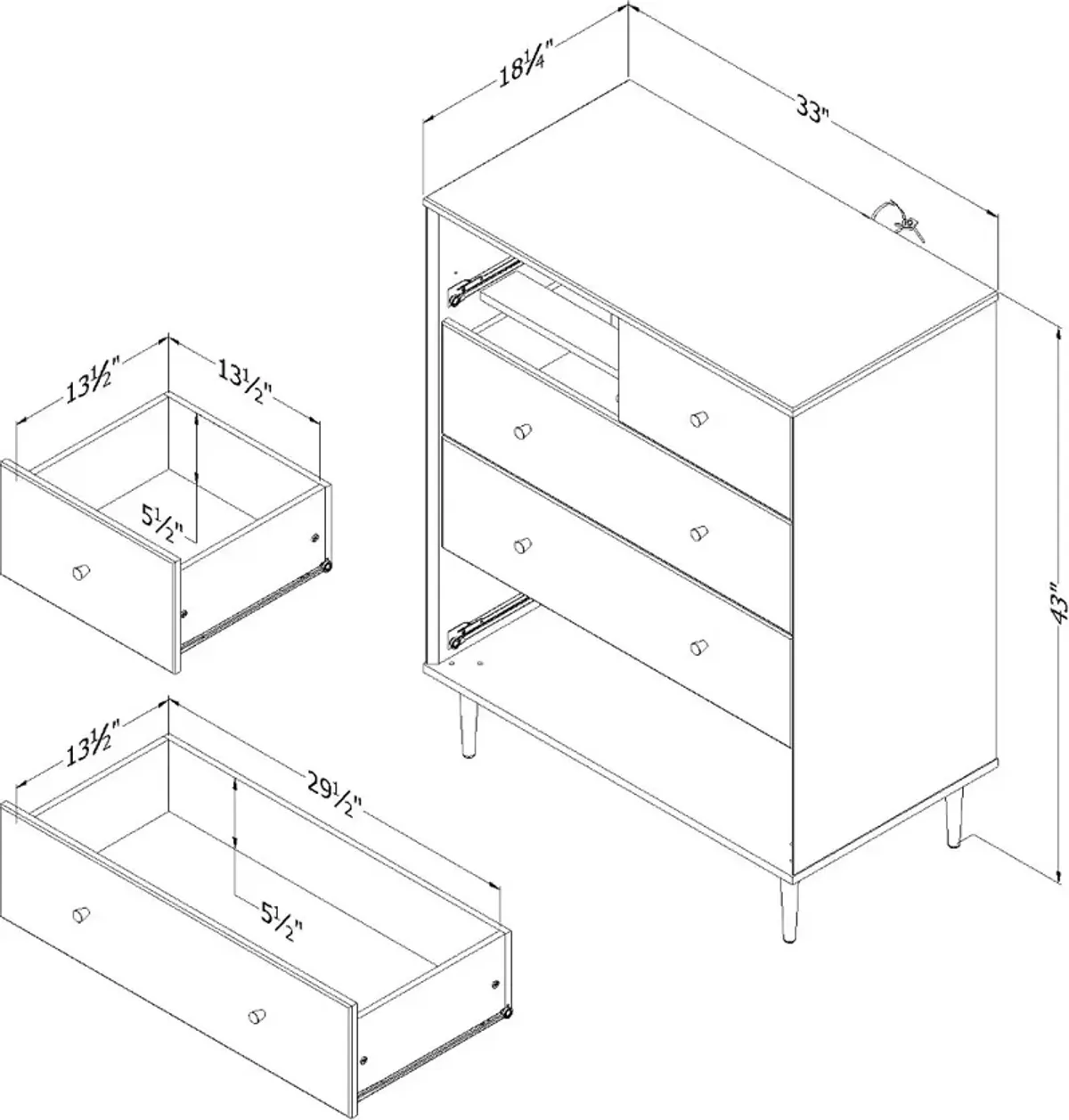 Dylane White 5-Drawer Chest of Drawers - South Shore