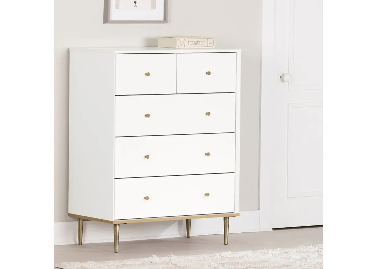 Dylane White 5-Drawer Chest of Drawers - South Shore