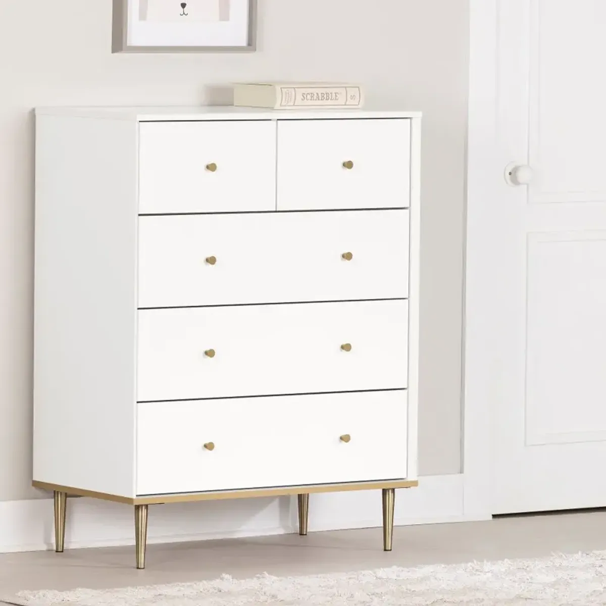 Dylane White 5-Drawer Chest of Drawers - South Shore