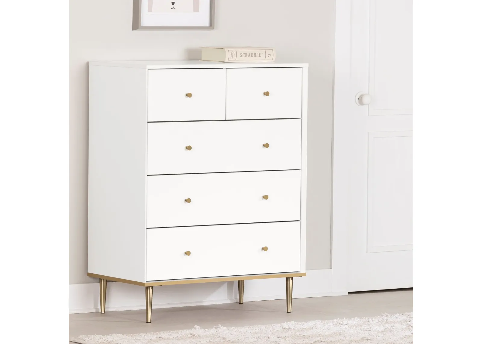 Dylane White 5-Drawer Chest of Drawers - South Shore