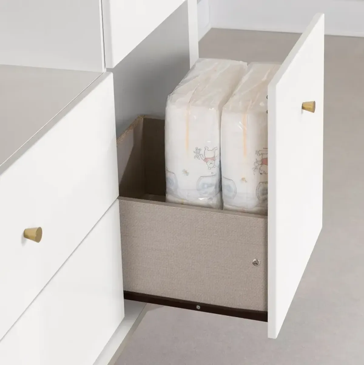 Dylane White Changing Table with Storage - South Shore