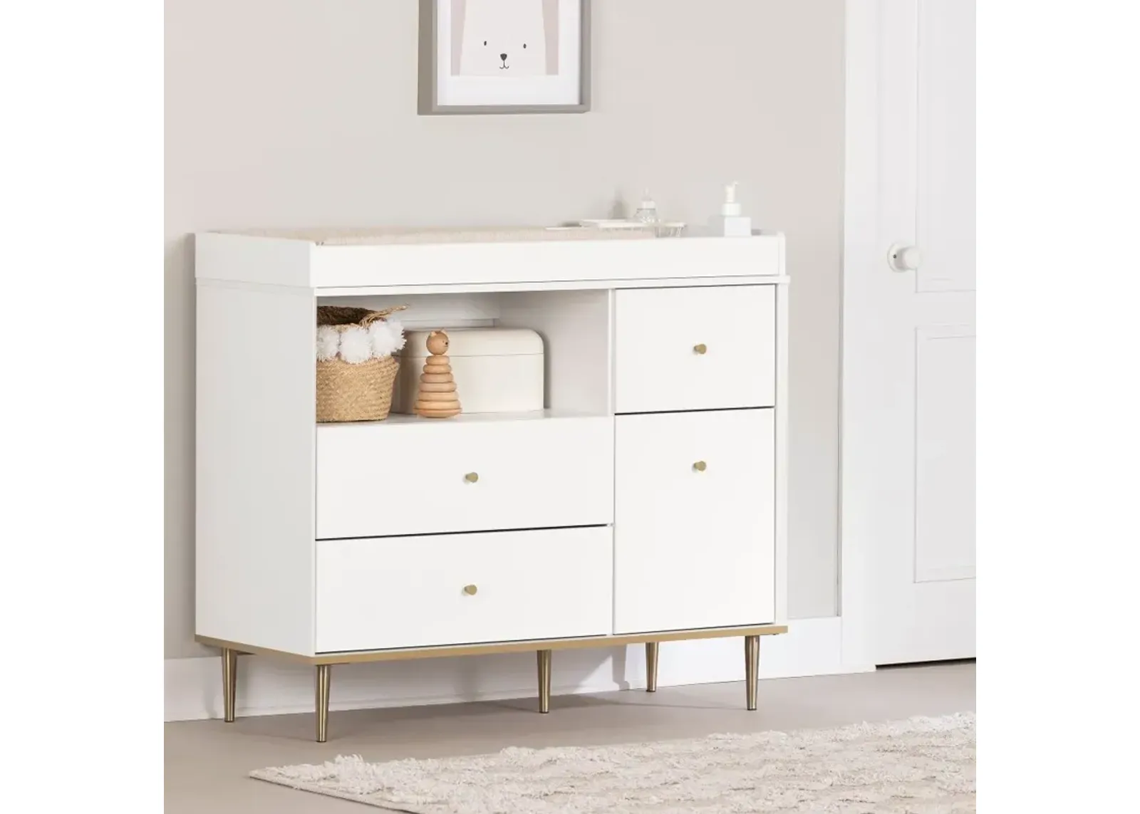 Dylane White Changing Table with Storage - South Shore