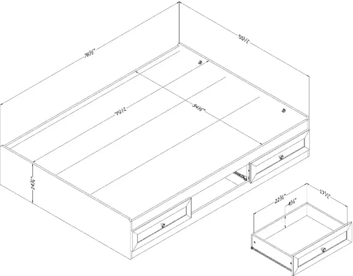 Bloom White & Printed Rattan Full Storage Platform Bed - South Shore