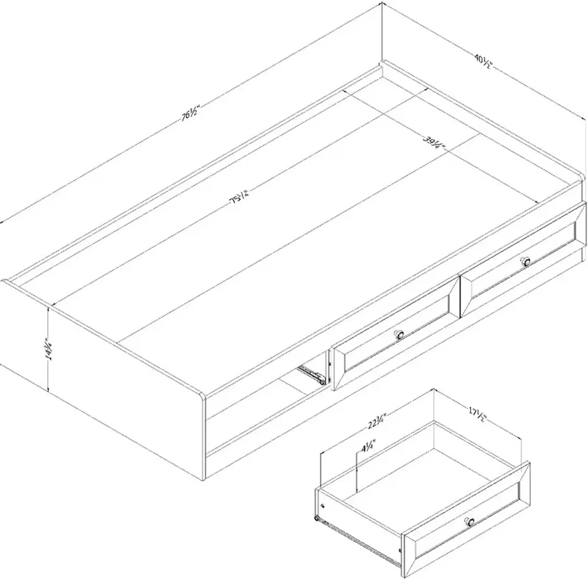 Bloom White & Printed Rattan Twin Storage Platform Bed - South Shore