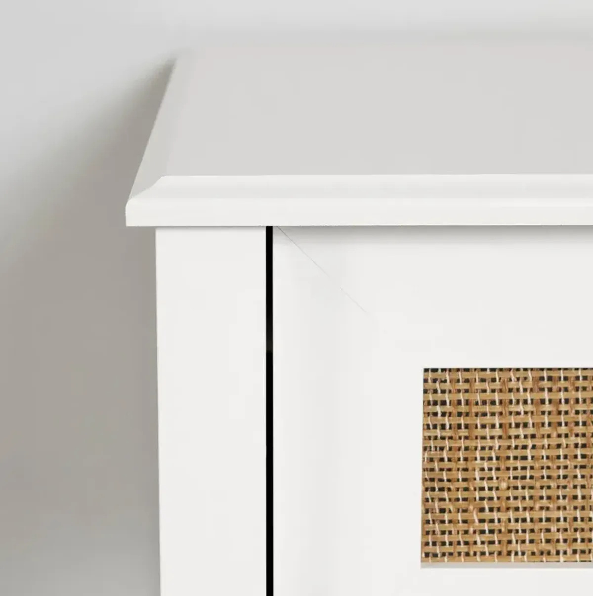 Bloom White & Printed Rattan 1-Drawer Nightstand - South Shore