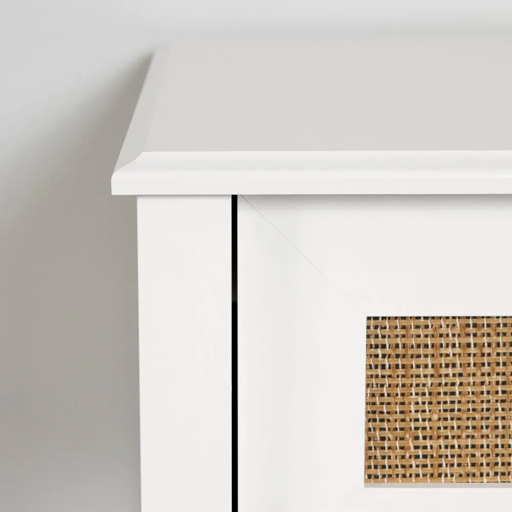 Bloom White & Printed Rattan 1-Drawer Nightstand - South Shore