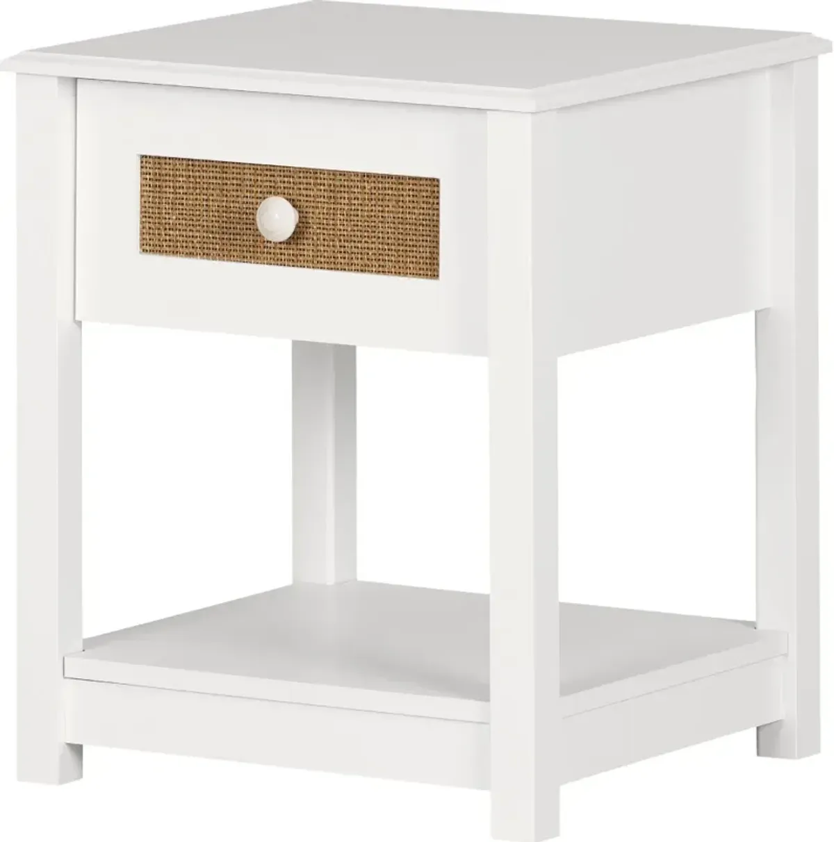 Bloom White & Printed Rattan 1-Drawer Nightstand - South Shore