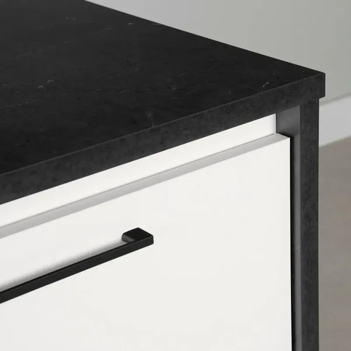 Myro Faux Black Stone and White Kitchen Island - South Shore