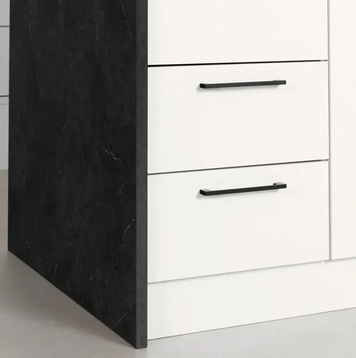 Myro Faux Black Stone and White Kitchen Island - South Shore