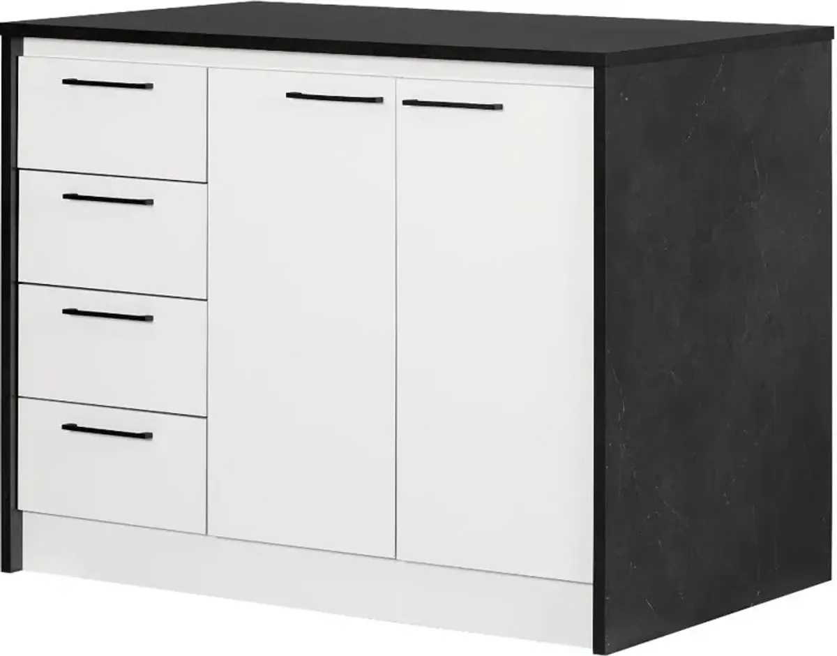 Myro Faux Black Stone and White Kitchen Island - South Shore