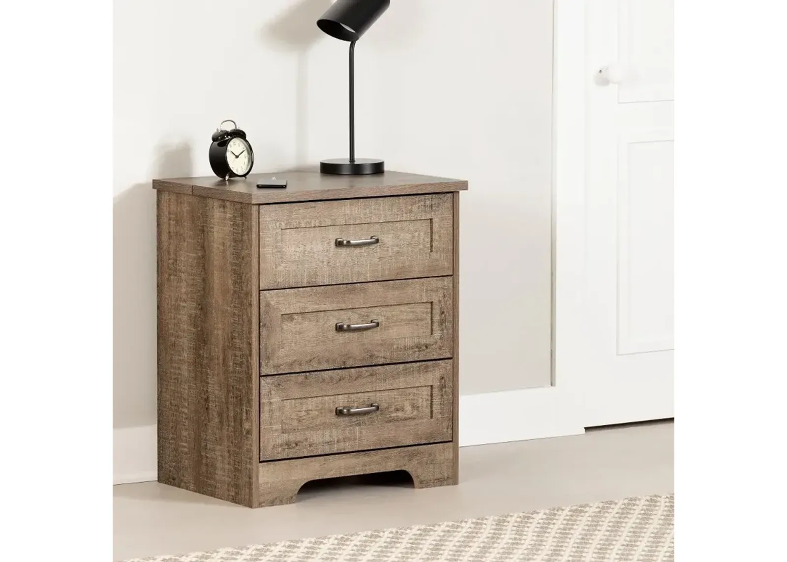 Prairie Brown 3-Drawer Nightstand - South Shore