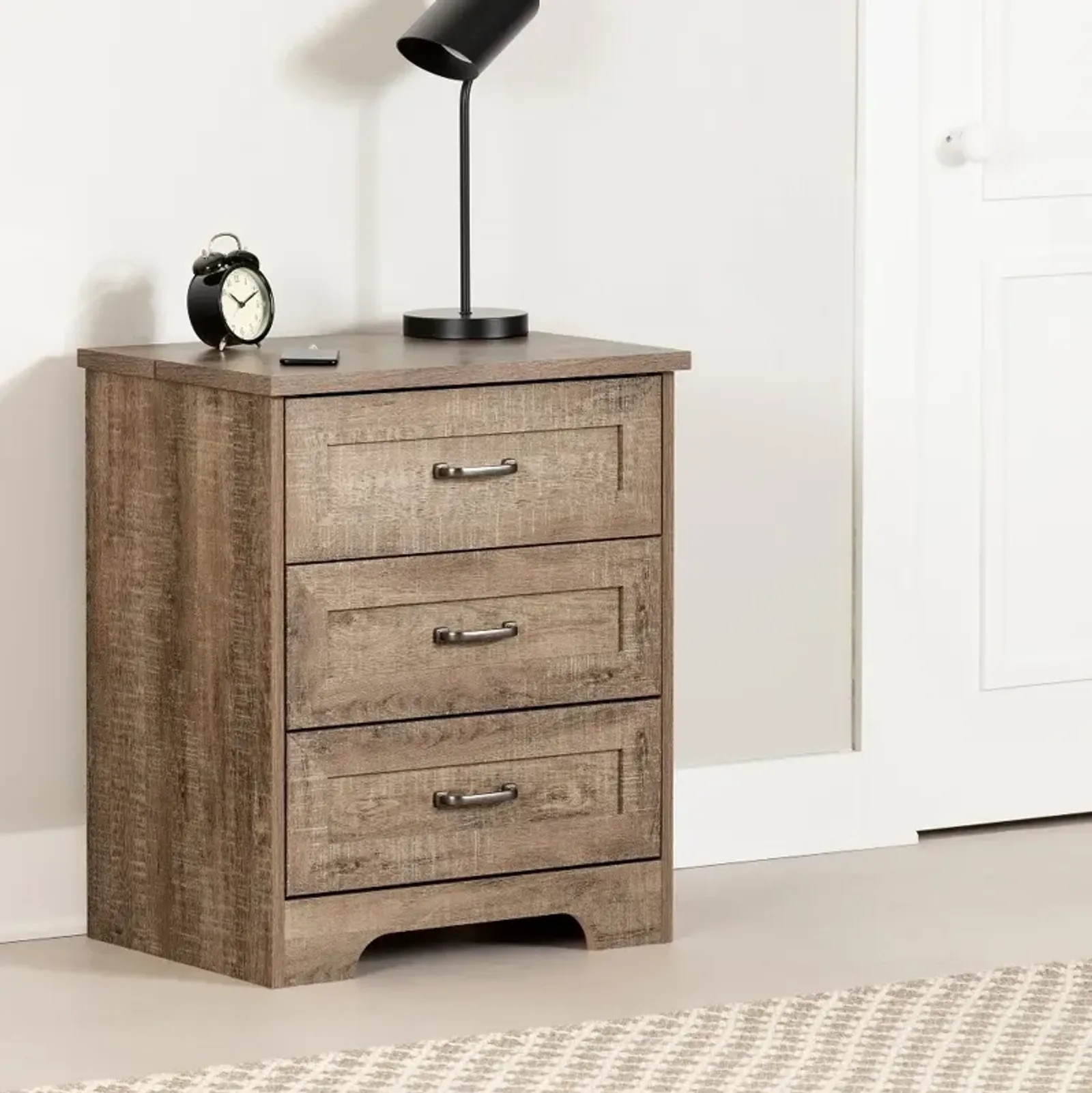 Prairie Brown 3-Drawer Nightstand - South Shore