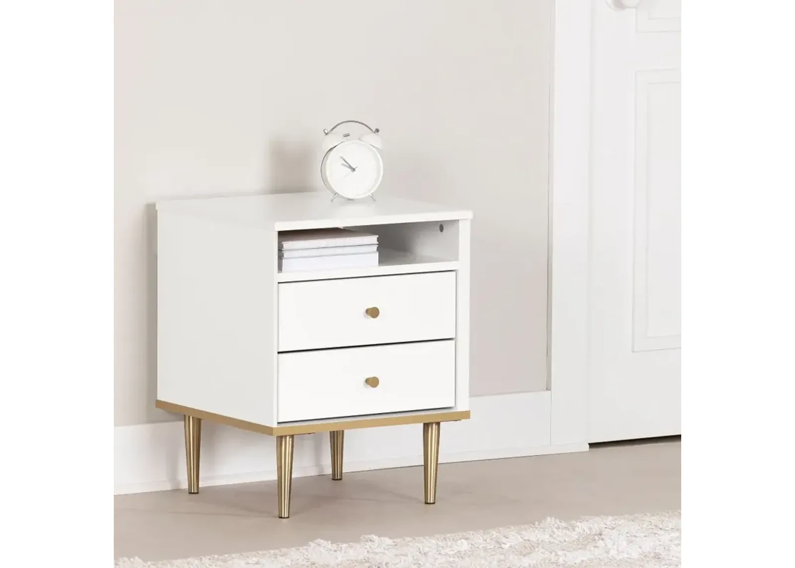 Dylane White 2-Drawer Nightstand - South Shore