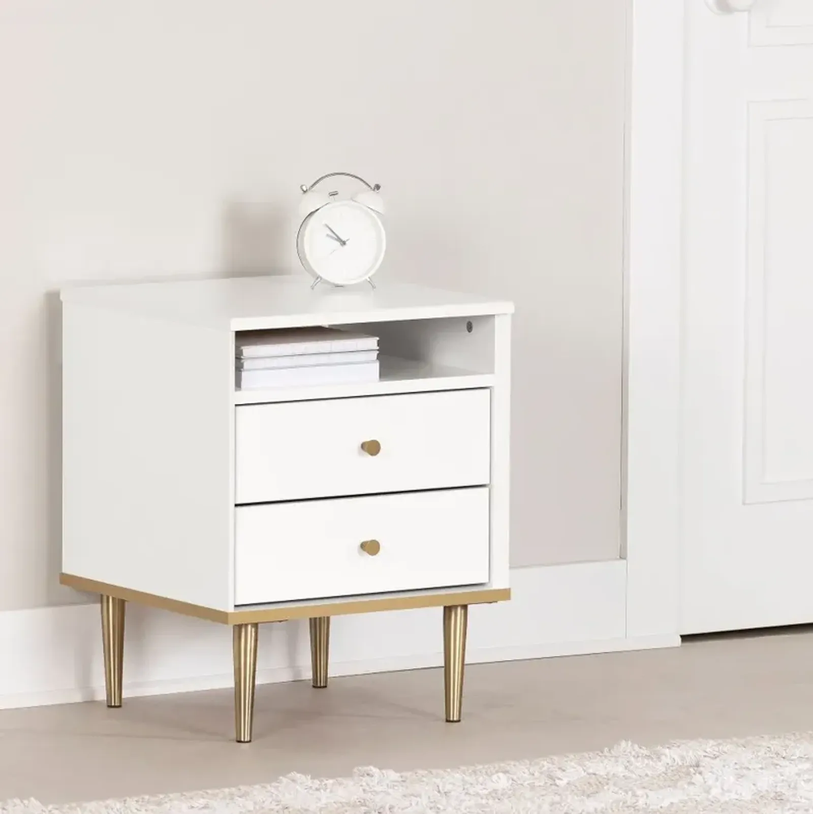 Dylane White 2-Drawer Nightstand - South Shore