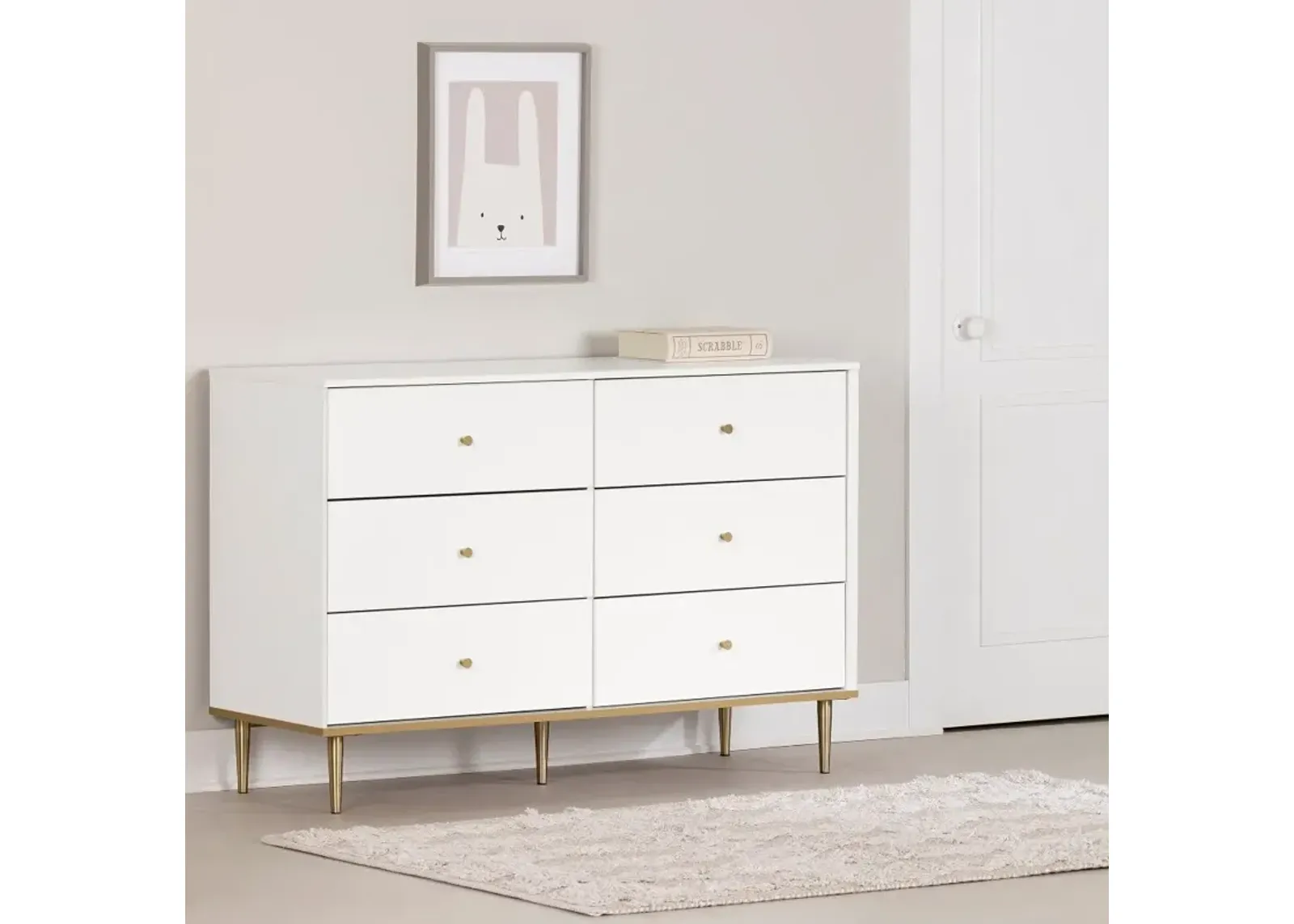 Dylane White 6-Drawer Dresser - South Shore