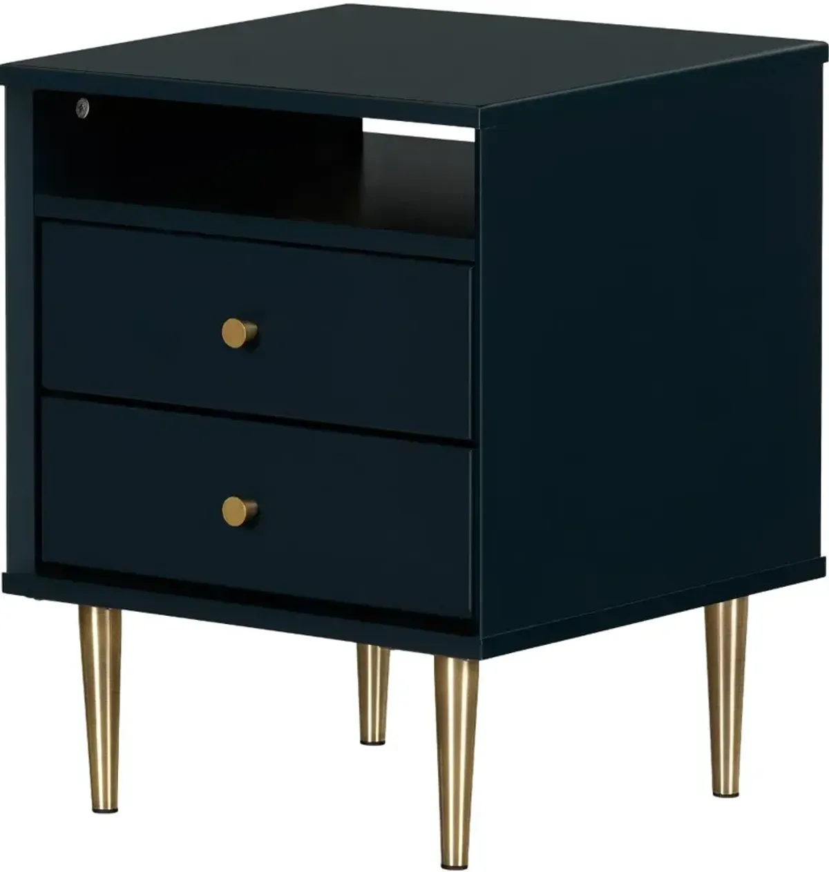 Dylane Navy Blue 2-Drawer Nightstand - South Shore