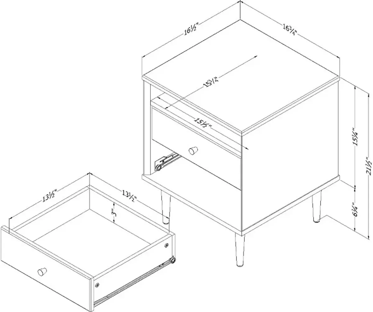 Dylane Navy Blue 2-Drawer Nightstand - South Shore